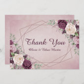 ヴィンテージほこりっぽいバラフローラ幾何学模様 サンキューカード (正面/裏面)