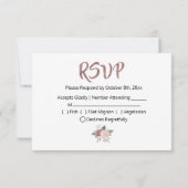 ヴィンテージほこりっぽいバラ水の色フラワーブーケ 出欠カード (裏面)