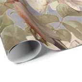 ヴィンテージほこりっぽいバラ牡丹バーズブルーデカップージ ラッピングペーパー (ロールコーナー)