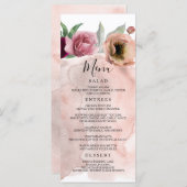 ヴィンテージほこりっぽいバラ結婚フローラのメニュー プログラム (正面/裏面)