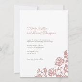 ヴィンテージほこりっぽいピンクのローズレースパタ結婚ーン 招待状 (正面)