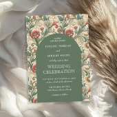 ヴィンテージほこりっぽい緑のテラコッタ結婚アールヌーボー 招待状