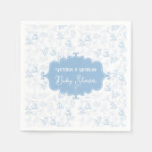 ヴィンテージほこりっぽい青い白い玩具フローラベビーシャワー スタンダードカクテルナプキン (正面)