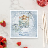 ヴィンテージほこりっぽい青と茶色の花Baby Shower スタンダードランチョンナプキン (インサイチュ)