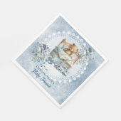 ヴィンテージほこりっぽい青と茶色の花Baby Shower スタンダードランチョンナプキン (角)