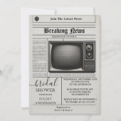 ヴィンテージぽいレトロ新聞のウェディングシャワーの招待状 招待状 (正面)