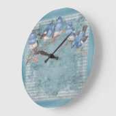 ヴィンテージみすぼらしいシックかわいらしフローラ鳥の大きな塊 ラージ壁時計 (傾斜)