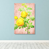 ヴィンテージみすぼらしいシックなイエローローズピンクの背景 キャンバスプリント (インサイチュ (ウッドフロア))