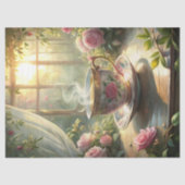 ヴィンテージみすぼらしいシックなイギリスのティーカップバラ 薄葉紙 (正面)