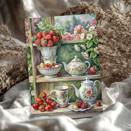 ヴィンテージみすぼらしいシックなティーテーブルストロベリーバラ 薄葉紙