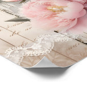 ヴィンテージみすぼらしいシックなデコップ牡丹ウォールアート ポスター (角)