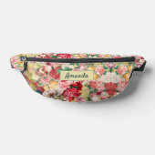 ヴィンテージみすぼらしいシックなバラと花瓶のイエロープリント ファニーパック (レイダウン)