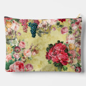 ヴィンテージみすぼらしいシックなバラと花瓶の黄色 アクセサリーポーチ (裏面)