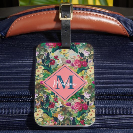 ヴィンテージみすぼらしいシックなバライエローダイヤモンドパターン ラゲッジタグ (正面インサイチュ2)