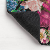 ヴィンテージみすぼらしいシックなバラブラックピンクパターン マウスパッド (コーナー)