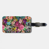 ヴィンテージみすぼらしいシックなバラブラックピンクパターン ラゲッジタグ (裏面横)