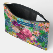 ヴィンテージみすぼらしいシックなバラブルーのピンクのパターン アクセサリーポーチ (見開き)