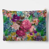 ヴィンテージみすぼらしいシックなバラブルーのピンクのパターン アクセサリーポーチ (裏面)