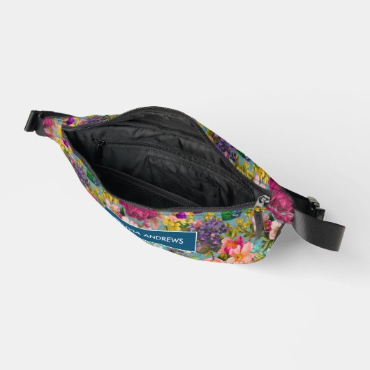 ヴィンテージみすぼらしいシックなバラブルーのピンクのパターン ファニーパック (見開き)