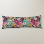 ヴィンテージみすぼらしいシックなバラブルーのピンクのパターン ボディピロー (裏面)