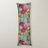 ヴィンテージみすぼらしいシックなバラブルーのピンクのパターン ボディピロー (裏面 (縦))