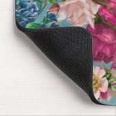 ヴィンテージみすぼらしいシックなバラブルーのピンクのパターン マウスパッド (コーナー)