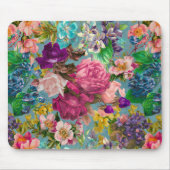 ヴィンテージみすぼらしいシックなバラブルーのピンクのパターン マウスパッド (正面)