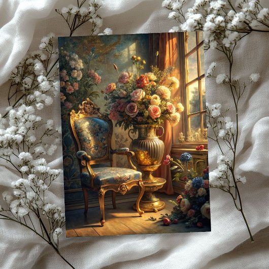 ヴィンテージみすぼらしいシックなバロック金ゴールドアームチェアバラ 薄葉紙