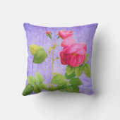 ヴィンテージみすぼらしいシックなピンクのバラのオン薄紫 クッション (裏面)
