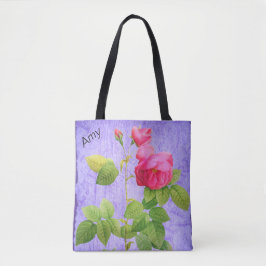 ヴィンテージみすぼらしいシックなピンクのバラのオン薄紫 トートバッグ