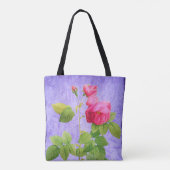 ヴィンテージみすぼらしいシックなピンクのバラのオン薄紫 トートバッグ (裏面)