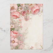 ヴィンテージみすぼらしいシックなピンクのフローラ 箔招待状 (裏面)