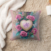 ヴィンテージみすぼらしいシックなピンク色のバラ クッション (ブランケット)