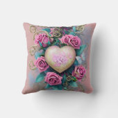 ヴィンテージみすぼらしいシックなピンク色のバラ クッション (裏面)