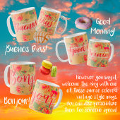 ヴィンテージみすぼらしいシックなフローラバラボンジュール！ コーヒーマグカップ