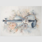 ヴィンテージみすぼらしいシックなフローラパステルグリーンヴァイオリン 薄葉紙 (正面)