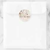 ヴィンテージみすぼらしいシックなフローラ日付ステッカーを保存 ラウンドシール (バッグ)