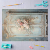 ヴィンテージみすぼらしいシックなワードローブフローラパステルグリーン 薄葉紙 (クラフト)