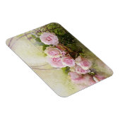 ヴィンテージみすぼらしいシックな水色ピンクローズ マグネット (右側)