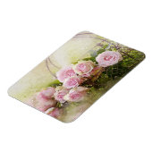 ヴィンテージみすぼらしいシックな水色ピンクローズ マグネット (左側)