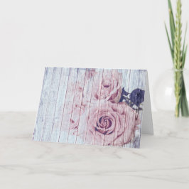 ヴィンテージみすぼらしいシックな濃いピンクのバラがブルーウッドに カード