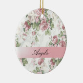 ヴィンテージみすぼらしいシックな花パーソナライズされた- セラミックオーナメント (右)