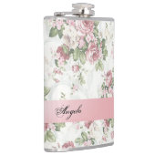 ヴィンテージみすぼらしいシックな花パーソナライズされた- フラスク (右)