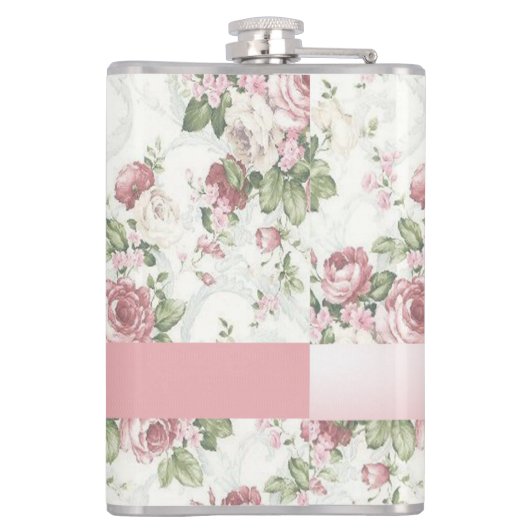 ヴィンテージみすぼらしいシックな花パーソナライズされた- フラスク (裏面)