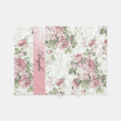 ヴィンテージみすぼらしいシックな花パーソナライズされた- フリースブランケット (正面(横))