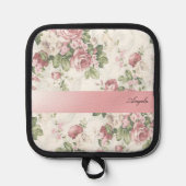 ヴィンテージみすぼらしいシックな花パーソナライズされた- 鍋敷き (正面)