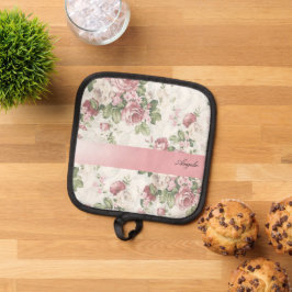 ヴィンテージみすぼらしいシックな花パーソナライズされた- 鍋敷き