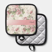 ヴィンテージみすぼらしいシックな花パーソナライズされた- 鍋敷き (正面/裏面)