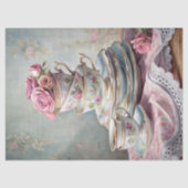 ヴィンテージみすぼらしいシックな英語のティーカップバラ 薄葉紙 (正面)