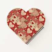 ヴィンテージみすぼらしいシックな赤いパッチワークパターン ノートブック (裏面)